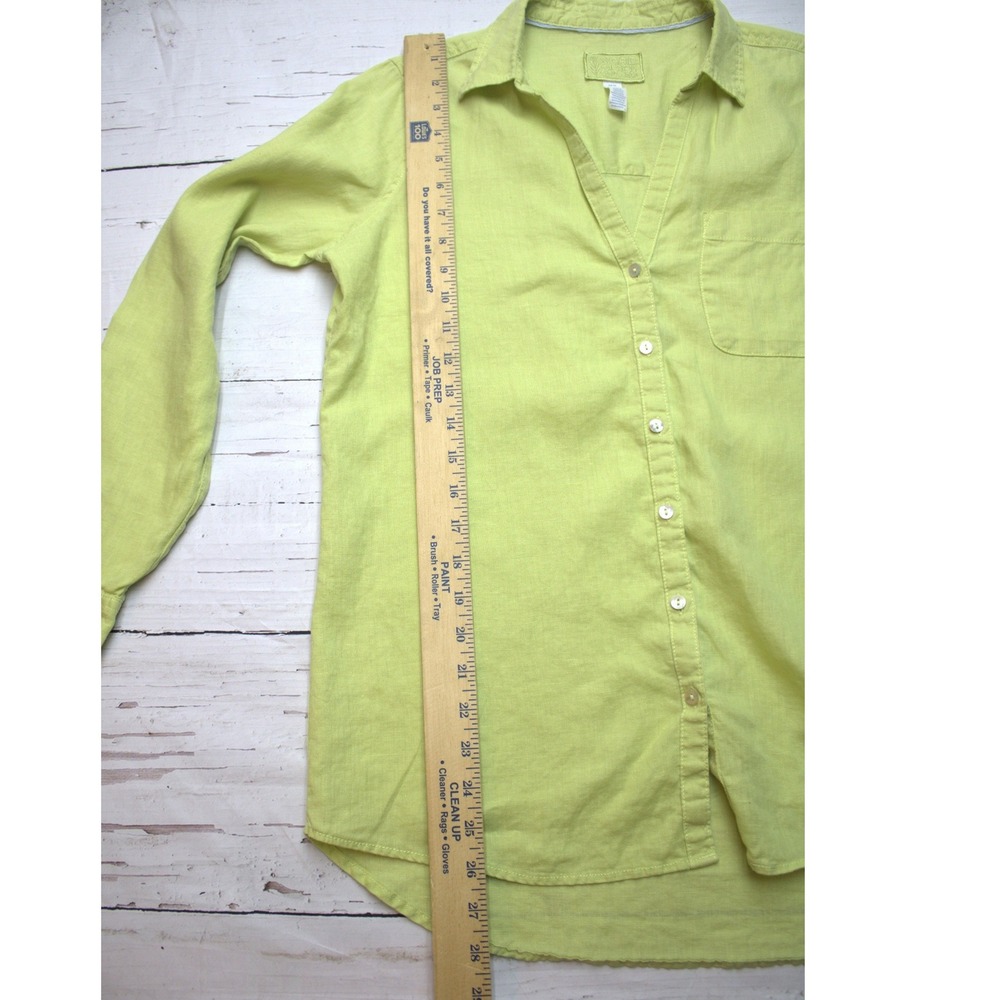 Sigrid Olsen 100% Linen Button Up Shirt Lime Green S Coastal - Picture 6 of 7